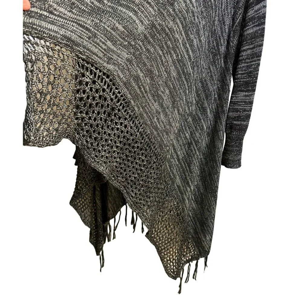 One World  Size XL  Live and Let Live Women's Cardigan Sweater Gray/Black